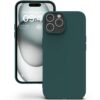 Silicone Back Case for iPhone 15 Pro Max, Soft-Touch Phone Back Cover for Apple iPhone 15 Pro Max - Dark Green