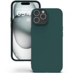 Silicone Back Case for iPhone 15 Pro Max, Soft-Touch Phone Back Cover for Apple iPhone 15 Pro Max - Dark Green