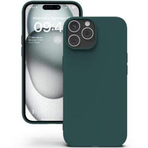 Silicone Back Case for iPhone 15 Pro Max, Soft-Touch Phone Back Cover for Apple iPhone 15 Pro Max - Dark Green