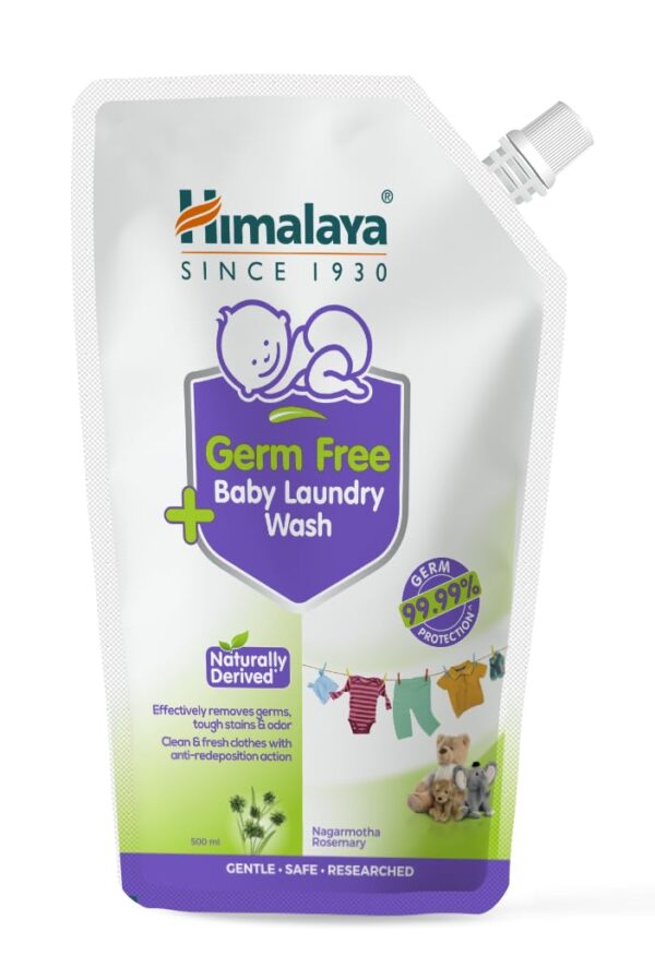 Himalaya Germ Free Baby Laundry Detergent Liquid 500 ML (Refill Pouch)  Plant Based Cleansers & Biodegradable Ingredients