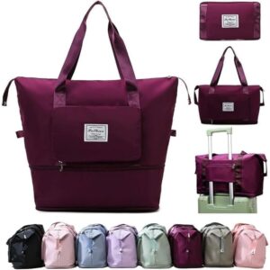 Expandable Travel Bags for Women, Duffle Bags for Women Luggage, Foldable Vanity Traveling Bag, Waterproof Hand Bag for Ladies Personal Items